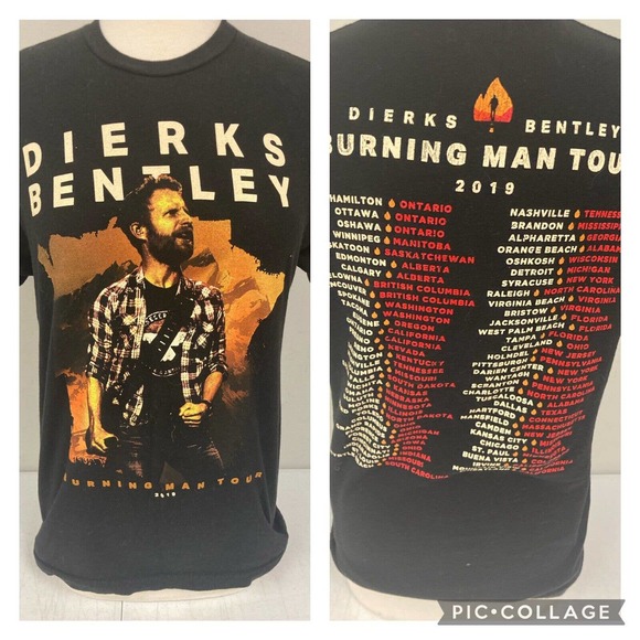 Dierks Bentley Burning Man 2019 Tour Black T-Shirt Size M Country Music Concert - Picture 1 of 5